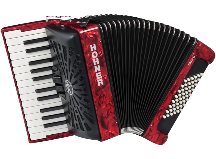 HOHNER HOA16532 Bravo II 48, Rood, Silent Key