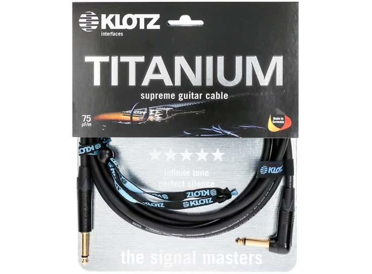 KLOTZ TI-0300PR Titanium Instrument Cable 3m Jack 2p - Jack 2p Angled Gold