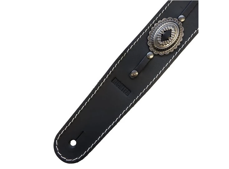 RICHTER RI117626 Raw II Concho Guitar Strap black / Old Silver