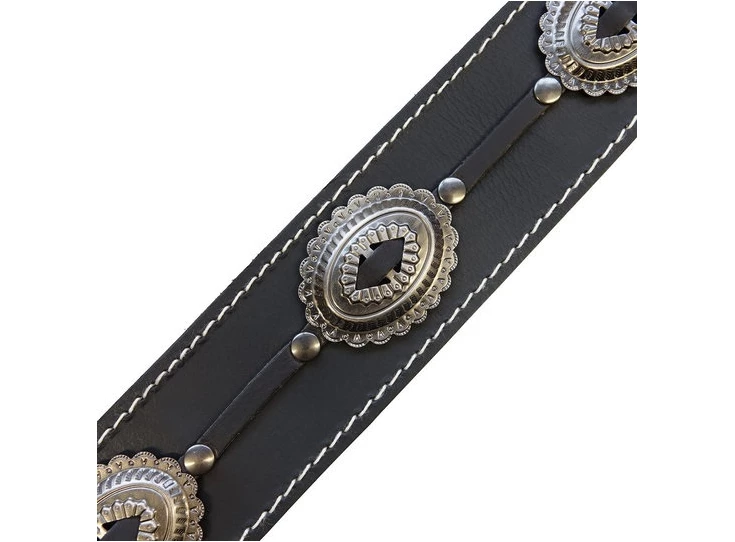 RICHTER RI117626 Raw II Concho Guitar Strap black / Old Silver