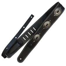 RICHTER RI117626 Raw II Concho Guitar Strap black / Old Silver