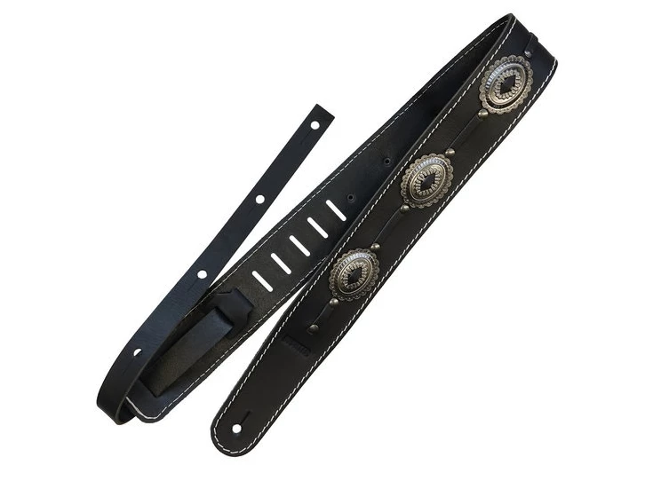 RICHTER RI117626 Raw II Concho Guitar Strap black / Old Silver