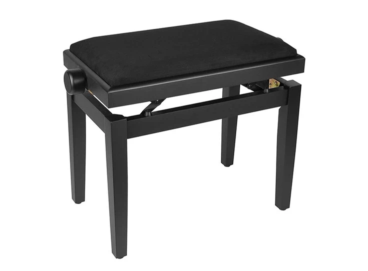 BOSTON PB1/1520 Piano Bench with adjustable Seat Satin Black with Black Velvet Seat
