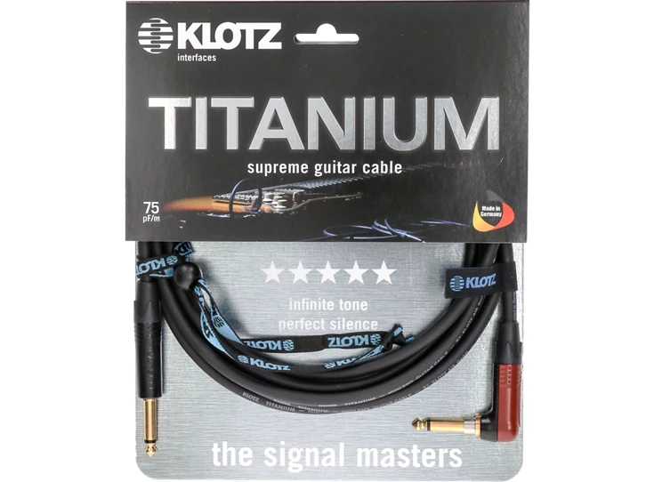 KLOTZ Titanium Instr. Cable 6m Jack 2p - Jack 2p. 90° gold contacts