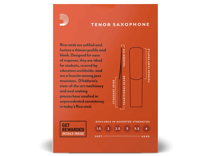 RICO RKA1030 Tenor Sax Reeds, Strength 3, 10-pack