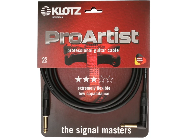 KLOTZ PROK030PR Pro Artist Instrument Cable 3m Jack 2p - Jack 2p 90°