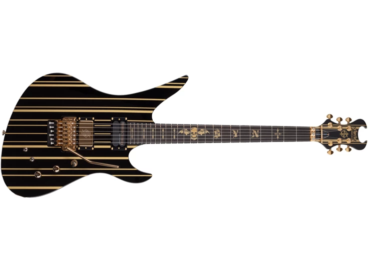 SCHECTER SC1742 Signature Synyster Custom FR S, Gloss Black/Gold Stripes