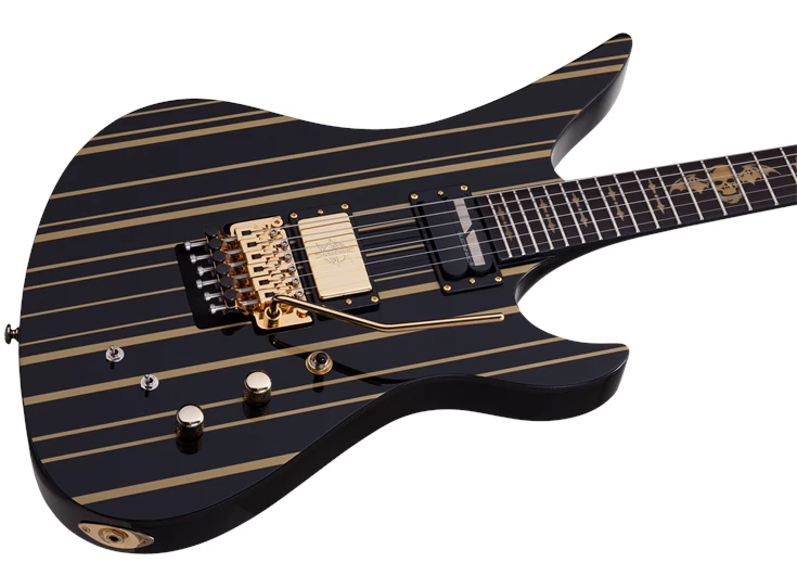 SCHECTER SC1742 Signature Synyster Custom FR S, Gloss Black/Gold Stripes