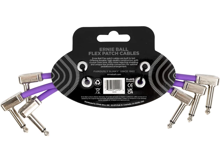 ERNIE BALL EEB 6452 CABLE 15cm – Pack of 3 Purple